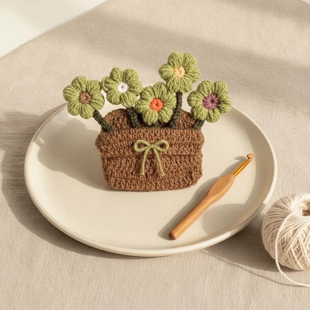 Imán de flores tejidas a mano